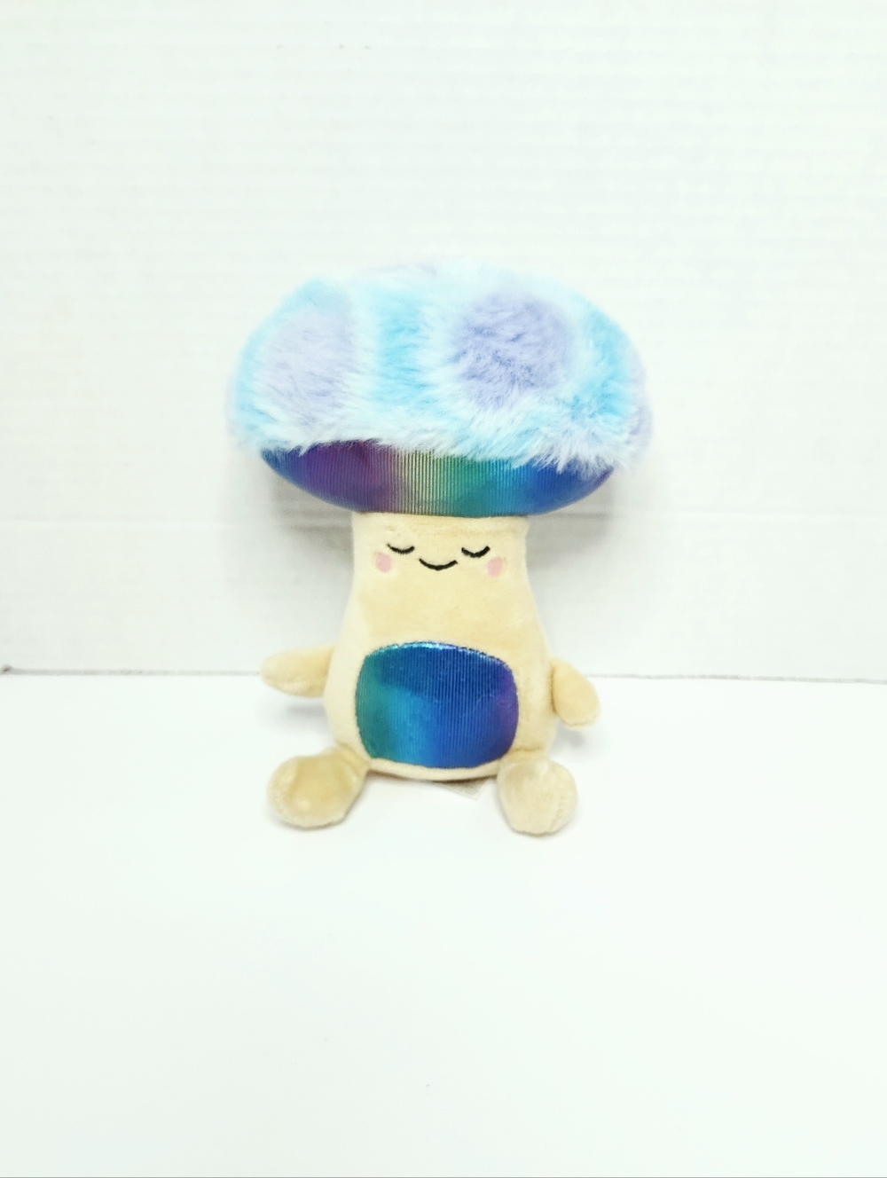 Plush Mushroom Toy in Blue and Cream